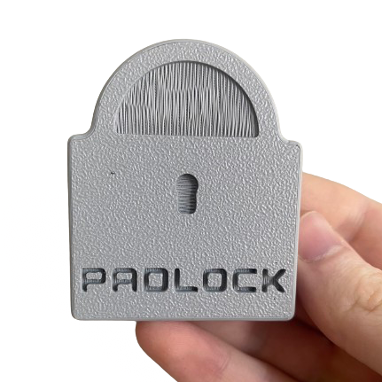 Padlock device being held